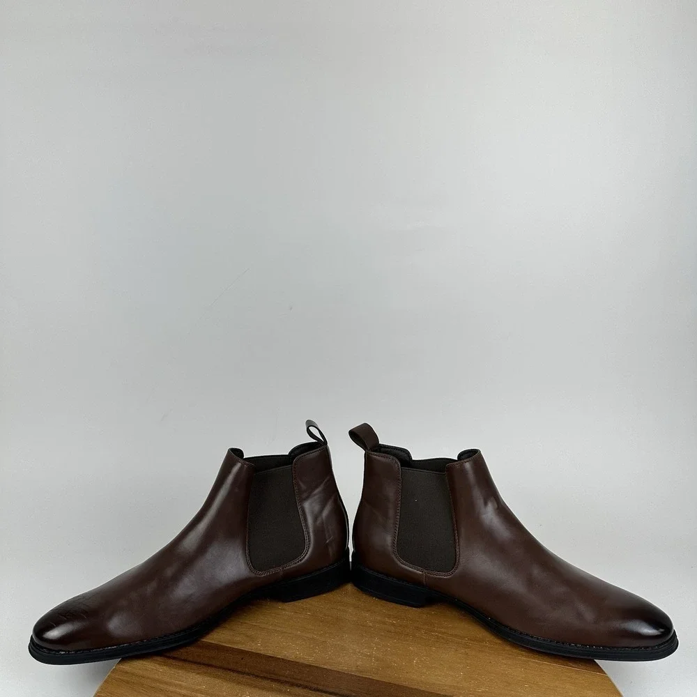 New NWOB Mens Gordon Rush 301327 Brown Leather Chelsea Ankle Boots Size 11.5 M